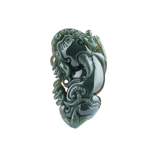 Renyu Jewelry Hetian Jade Rich Overnight Pendant Green Jade Unisex