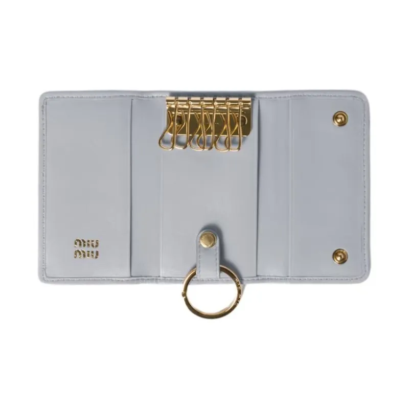 MIU MIU Sheepskin Key Pouch Women's Pearl Gray-2