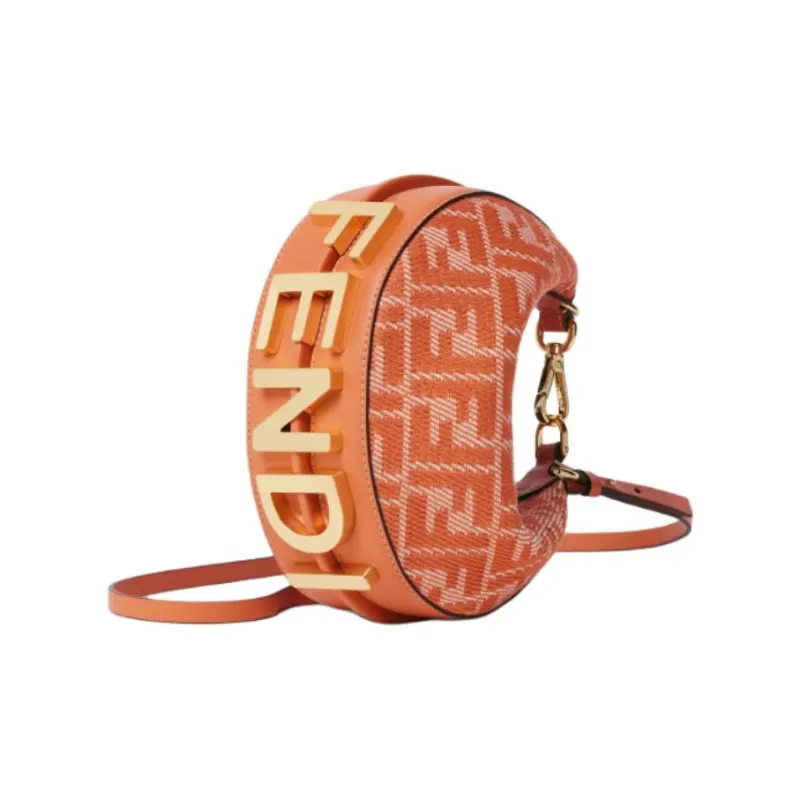 FENDI Fendigraphy Fabric Vagabond Bag Shoulder Bag Mini Women's Orange-1