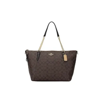 COACH Ava Canvas With Leather Croissant Bag Tote Bag Shopping Bag Handbag Shoulder Bag Women's Brown Black Monogram