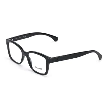 CHANEL Square Plate Frame Irregular Shape Eyeglass Frames Unisex Black