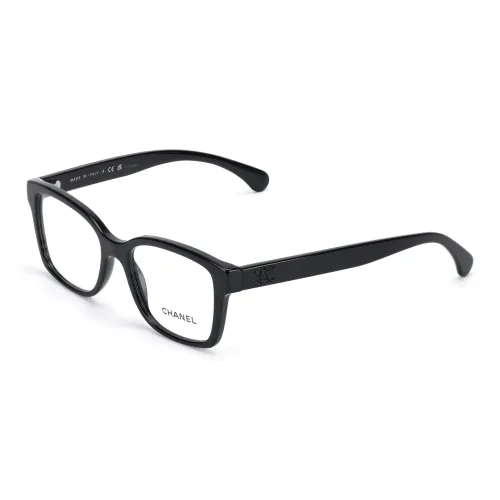 CHANEL Square Plate Frame Irregular Shape Eyeglass Frames Unisex Black
