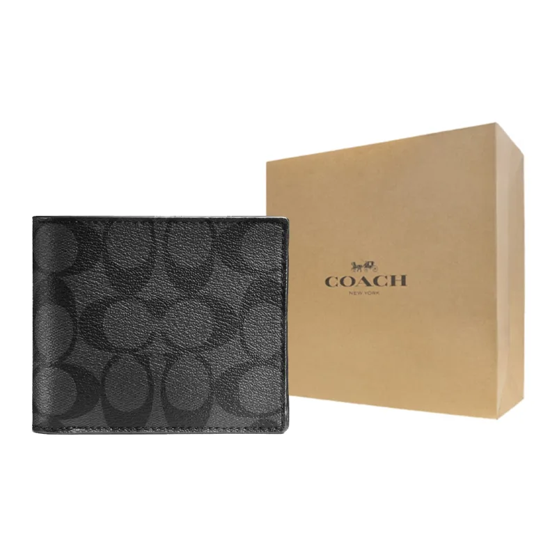 COACH 3 IN 1 Wallet PVC Polyvinyl Chloride Wallet Men's Black-5