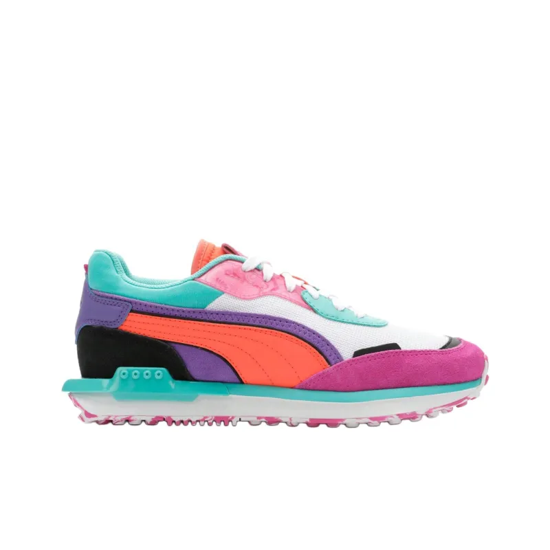 PUMA City Rider Anti Slip Wear Resistant Low Top Casual Shoes Women's White Fuchsia Red-1