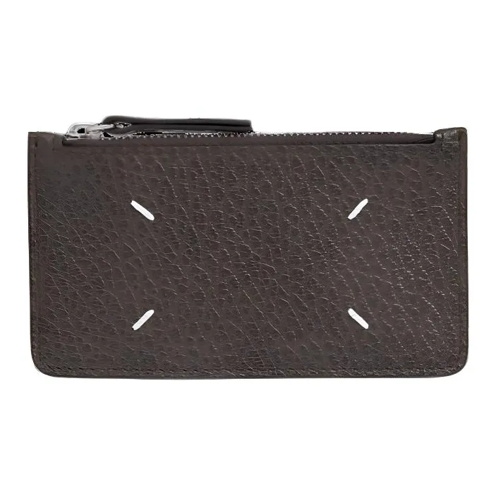 Maison Margiela Grain Leather Wallet, Card Holder Men's Brown-0