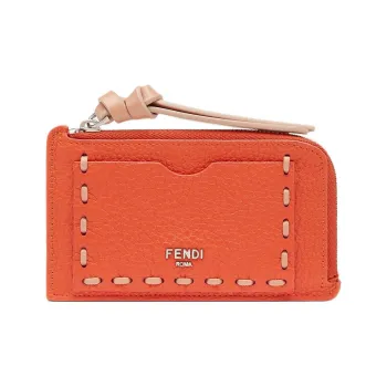 FENDI Peekaboo Calfskin Card Holder Women's Orange