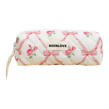 Boniu Quilted Cotton Makeup Bag Women's Pink/Blue