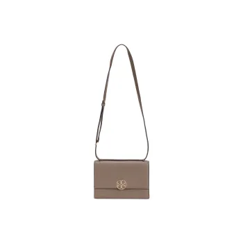 TORY BURCH Miller Litchi Grain Leather With Suede Trim Crossbody Bag, Shoulder Bag Women's Mushroom Gray