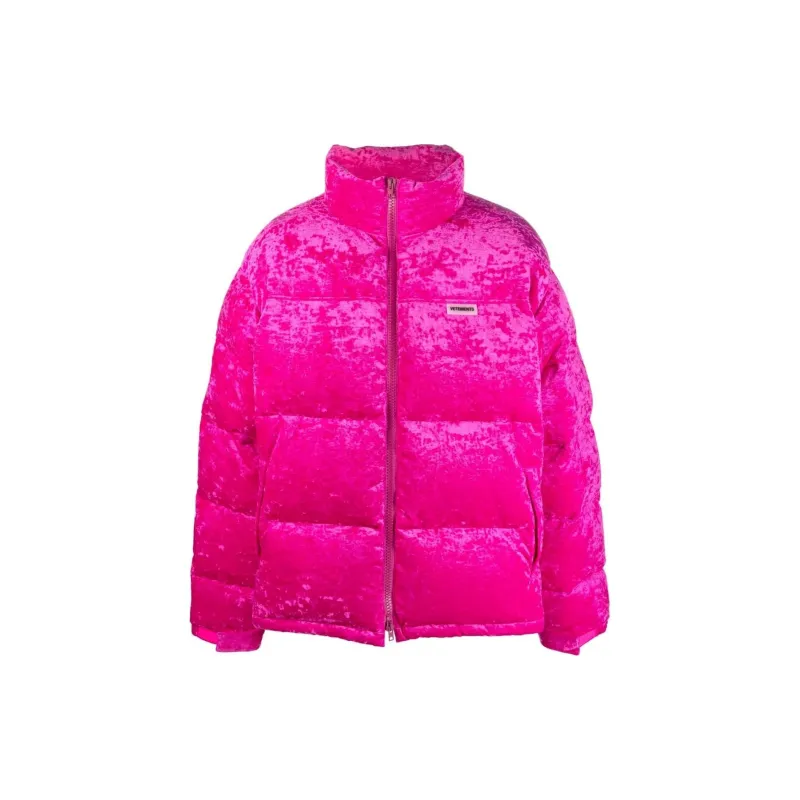 Vetements Logo-patch Velour Down Puffer Jacket-1