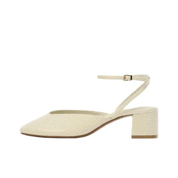 ZARA Chunky Heel High Heels Women's Beige