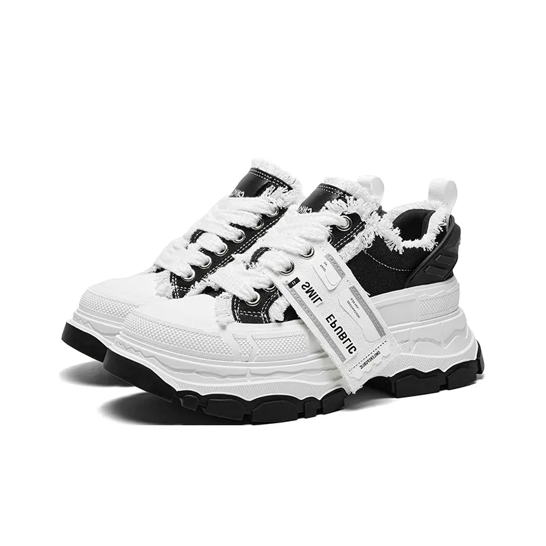 CHERYKALLY Wear-Resistant Breathable Lightweight Height Increasing Low-Top Casual Shoes Women's Raven Black-2