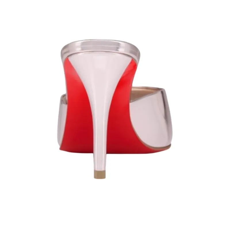 Christian Louboutin Miss Z 80mm Mule Vintage Rose Laminated Calf Leather Women's-3