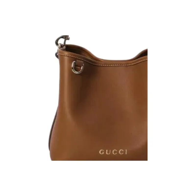 GUCCI Calfskin Bucket Bags One Shoulder Handbags Mini Women's Brown-5