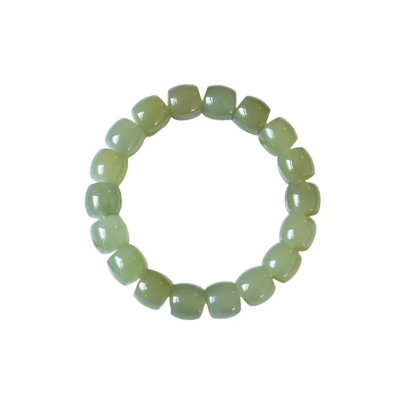 Jade Charm Yao Hetian Jade Bracelets Pale Greenish White Jade Unisex-4