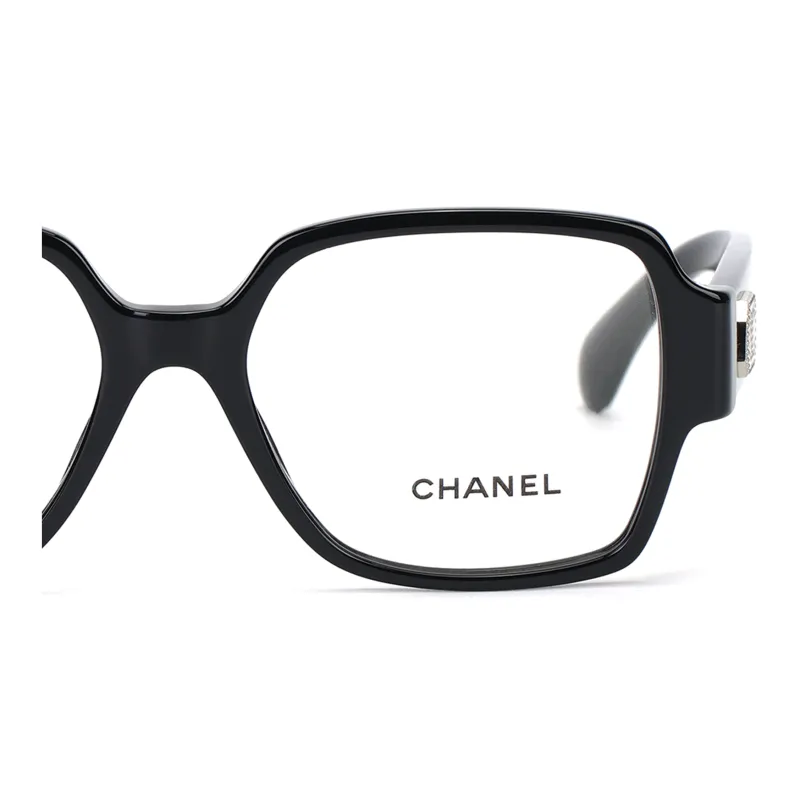 CHANEL Rectangle Plate Frame Square Eyeglass Frames Unisex Black-3