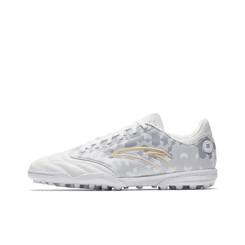Anta TF Rubber Broken Studs Anti-Slip Wear-Resistant Soccer Shoes Men's White Gray