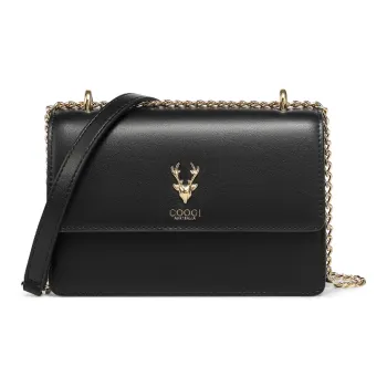 COOGI Split Cow Leather With Synthetic Leather Small Square Bag, Crossbody Bag Regular Women's Black/Ecru/Apricot/Pink
