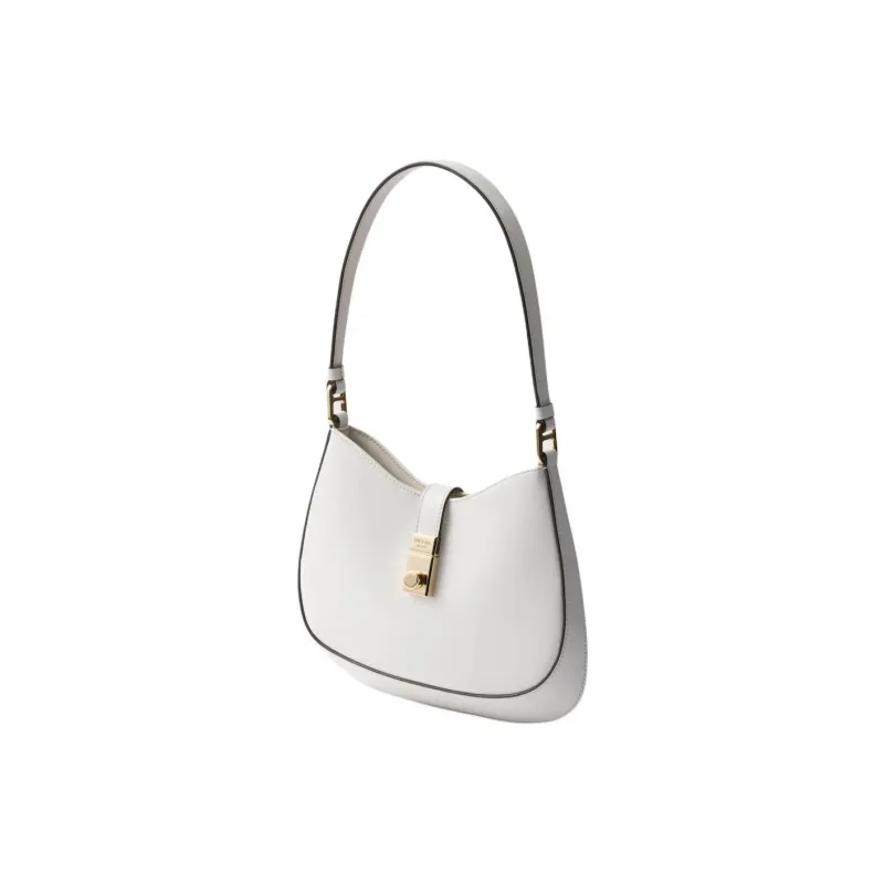PRADA Cleo Calfskin Handbag, Shoulder Bag Women's White-1