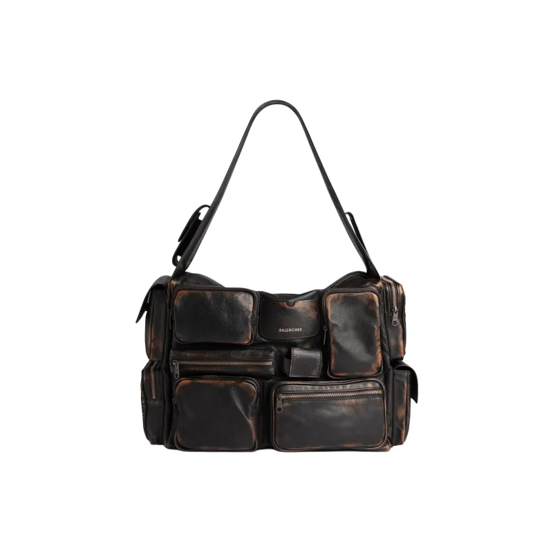 Balenciaga Calfskin Shoulder Bag Men's Brown-0