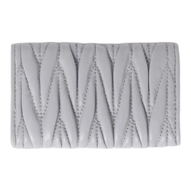 MIU MIU Sheepskin Key Pouch Women's Pearl Gray-1