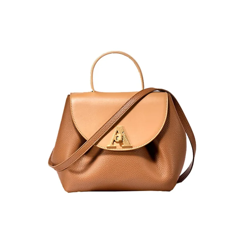 AQUASCUTUM Litchi Grain Cow Leather Shoulder Bag, Crossbody Bag, Handbag Medium Size Women's Brown-5