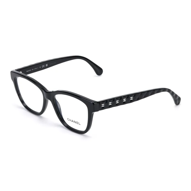 CHANEL Acetate Square Eyeglass Frames Women's Black-0