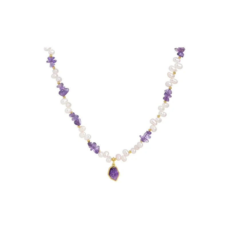 Amber Lollipop Iridescent Realm Pearl Necklaces Women's-5