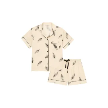 Victoria's Secret Pajama Set Women's Nude Pink Feather