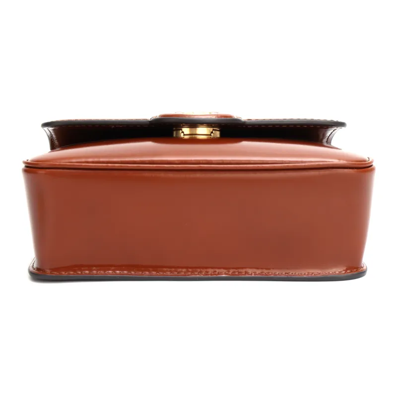 TORY BURCH Robinson Spazzolato Small Top Handle Dark Sienna-3