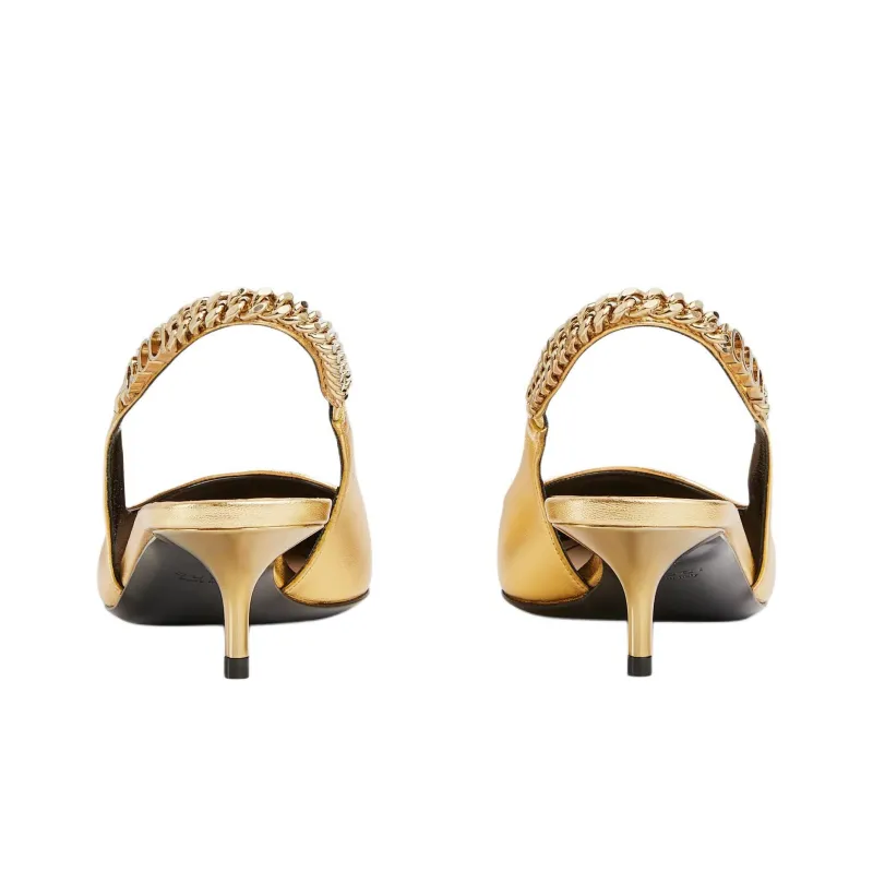 GUCCI Signoria Slim Heel High Heels 4.5cm Women's Gold-4
