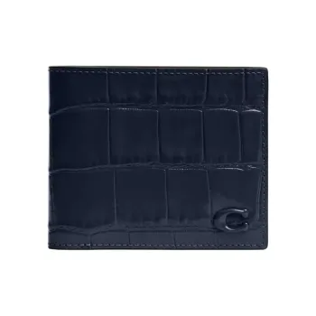 COACH Leather With Refined Calfskin Wallet Mini Men's Marine Blue