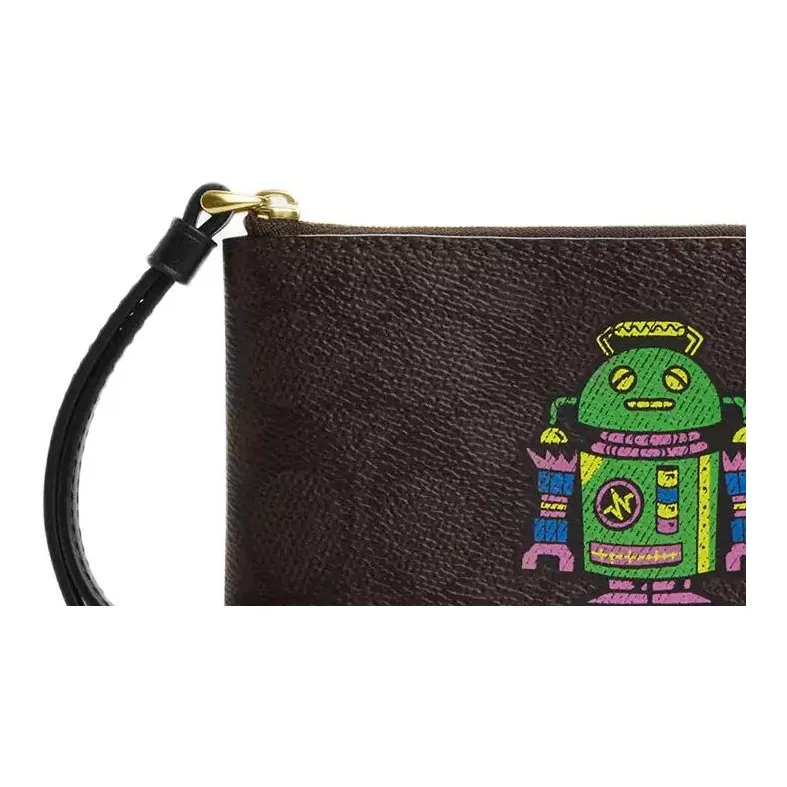 COACH Coated Canvas Clutch Women's Walnut Wood-4