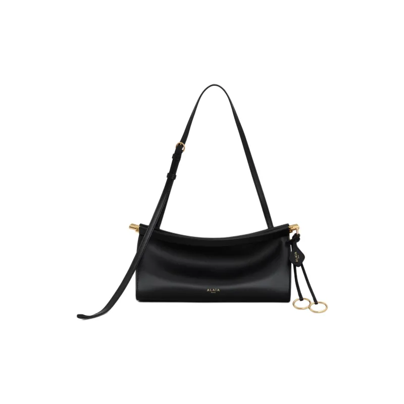 Alaia Calfskin Shoulder Bag Trumpets Women's Black-0