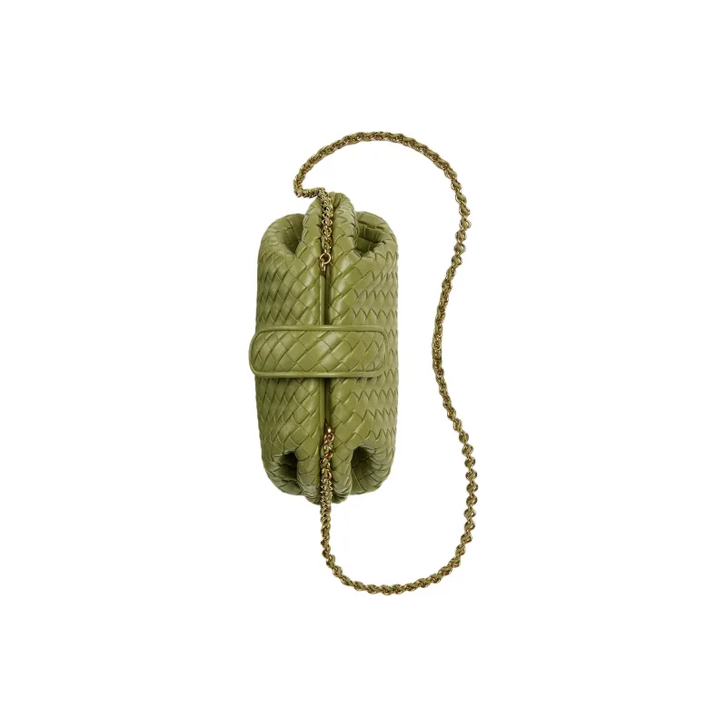 Bottega Veneta Lauren 1980 Sheepskin Clutch Shoulder Bag Trumpets Women's Matcha-3