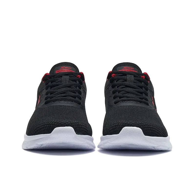 XTEP Durable Breathable Lightweight Low Top Casual Running Shoes Men's Black Red-3