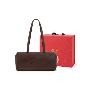Clos Top Grain Vegetable Tanned Calfskin Baguette Bag Shoulder Bags Women's Caramel Brown/Apricot/Black