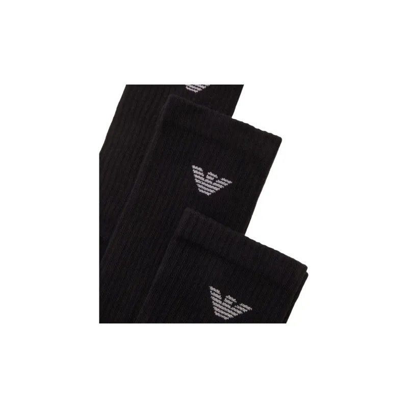 EMPORIO ARMANI SS25 Mid Calf Socks Men's 3 Pack Black-1