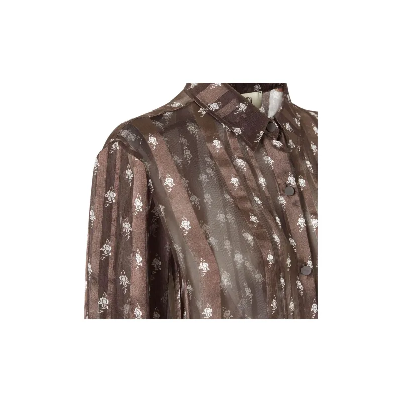 FENDI Floral Printed Semi Sheer Shirt-3