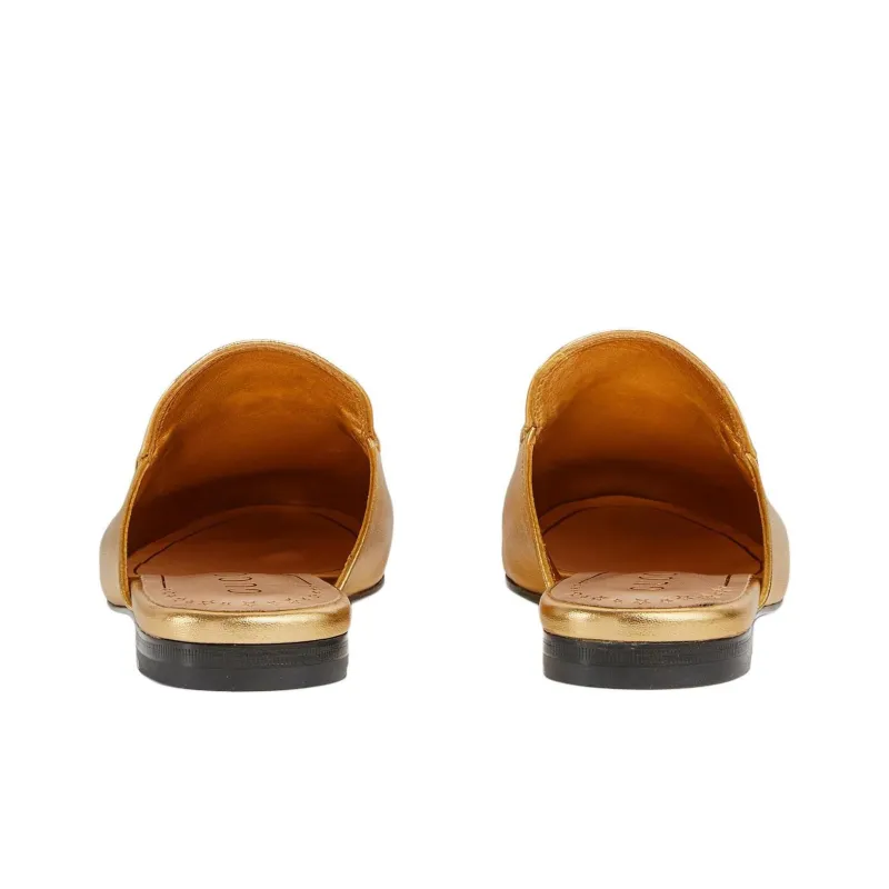 GUCCI Nojum Closed Toe Slippers Women's Gold-4