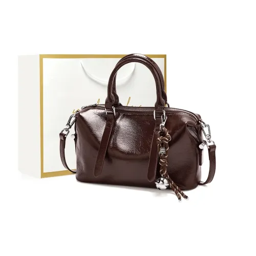 Narandu Top Grain Cow Leather Pillow Bag Handbag Shoulder Bag Crossbody Bag Small Size Women's Coffee/Midnight Black
