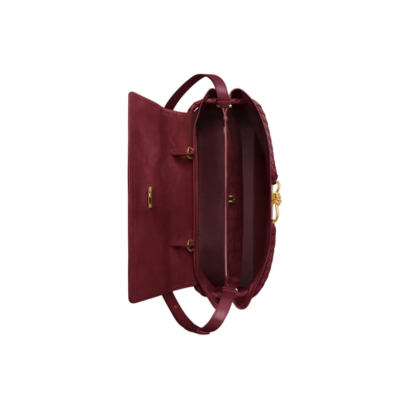 Bottega Veneta Calfskin Tote Bag, Shopping Bag, Shoulder Bag, Crossbody Bag, Handbag Medium Size Women's Burgundy-4