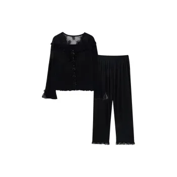 Sleeping Beauty Pajama Set Women's Elegant Black