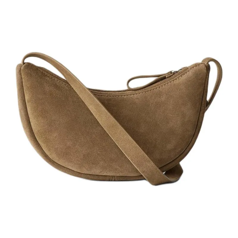 ZARA Cow Leather Crossbody Bag, Shoulder Bag Women's Brown-3
