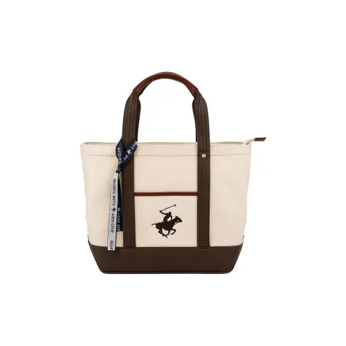 BEVERLY HILLS POLO CLUB Polyurethane Handbag Women's Ivory With Dark Brown Accents