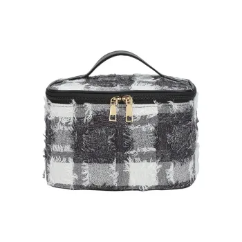 Boniu PU Makeup Bag Women's Black/Beige