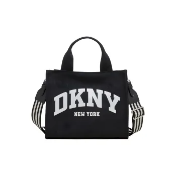 DKNY 100% Cotton Tote Bag Shopping Bag Shoulder Bag Crossbody Bag Handbag Small Size Women's Black