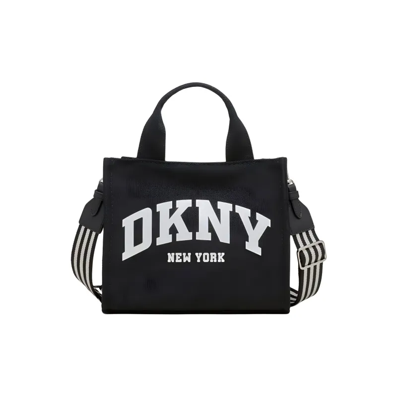 DKNY 100% Cotton Tote Bag Shopping Bag Shoulder Bag Crossbody Bag Handbag Small Size Women's Black-0