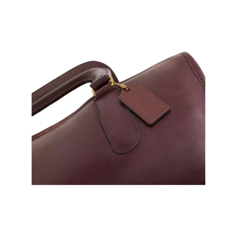 COACH Glove Leather Handbag Large Size Women's Brass & Burgundy Red-3