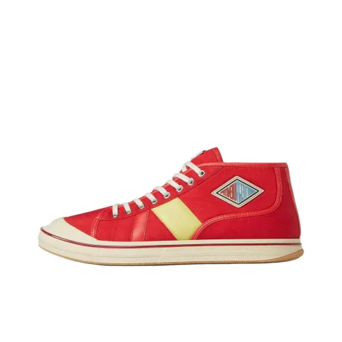 Bottega Veneta Eliot Mid Top Canvas Shoes Women's Red