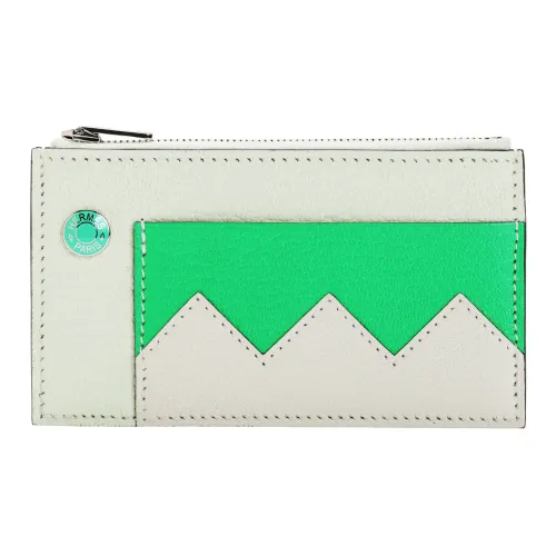 HERMES Crocodile Mysore Goat Skin Card Holder Women's Light Green/Green